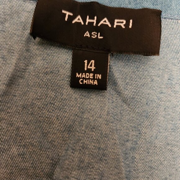 Tahari ASL Tiered Chambray Midi Button-Front Dress W/Rope Belt Sz. 14 - Picture 6 of 10